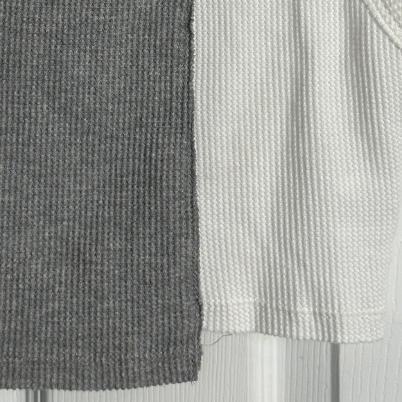 Green Eyed Girl sz S crop top, waffle knit, colorblock, asymmetrical hem - Picture 2 of 6